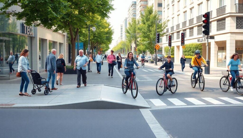 Инклюзивные городские среды: доступная инфраструктура для пешеходов и велосипедистов - иллюстрация